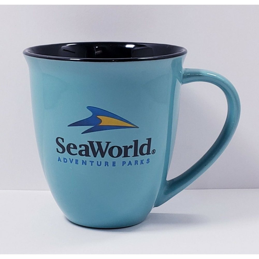 SeaWorld Adventure Parks Aqua Blue 12 oz. Ceramic Coffee Mug Cup
